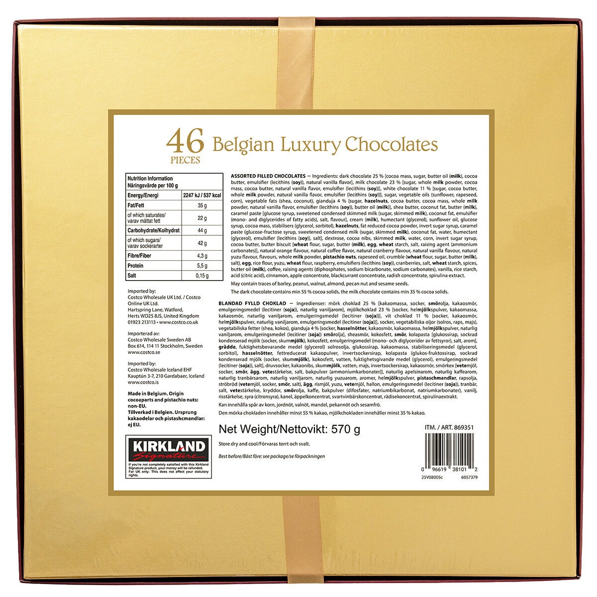 Kirkland Signature Luxury Belgian Chocolates in Red Gift Box, 570g Kirkland Signature Luxury Belgian Chocolates in Red Gift Box, 570g