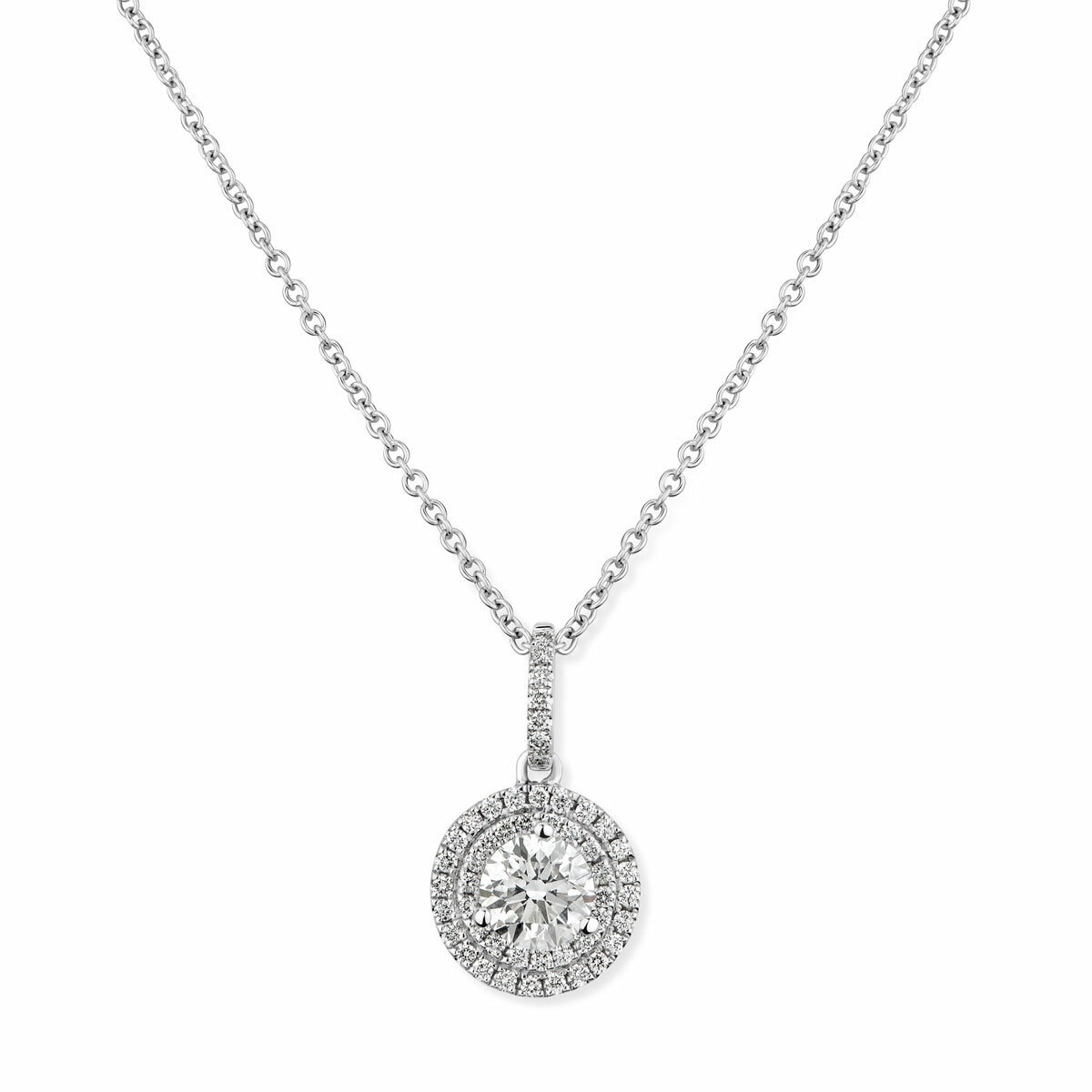1.00ctw Round Brilliant Cut Diamond Halo Pendant, 18ct White Gold