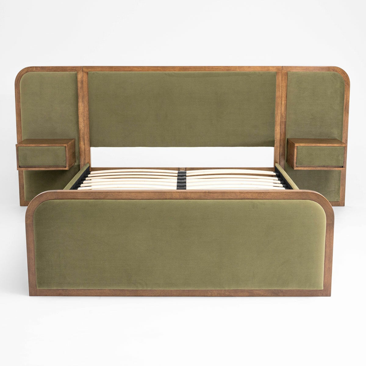 Travis Bed Green Velvet Bed Frame, King Size