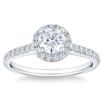 1.00ctw Round Brilliant Cut Diamond Halo Ring, Platinum