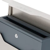 Close up image of opened letterbox and slot on white background