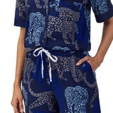 DKNY Ladies Notch Collar 3 Piece PJ Set in Animal Print
