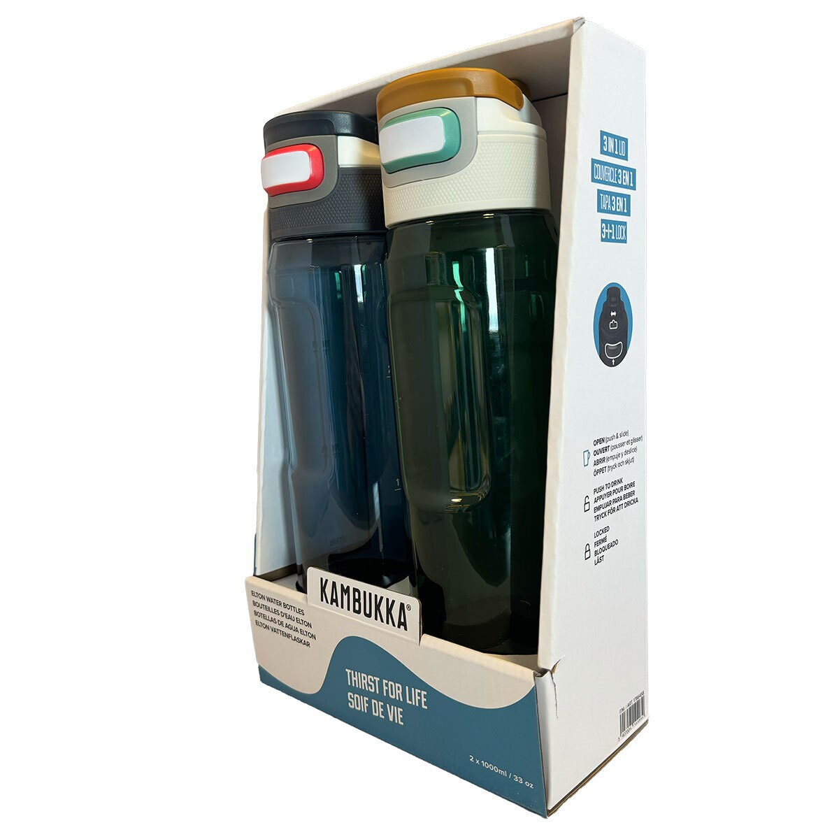 Kambukka Tritan 1L 2 Pack GREEN