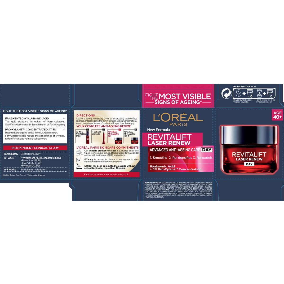 L'Oreal Revitalift Laser Renew Day Cream, 2 x 50ml