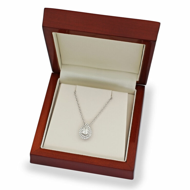 0.58ctw Pear & Round Brilliant Cut Diamond Pendant , 18ct White Gold
