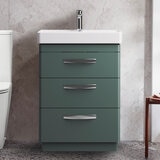 Tavistock Curve 60.0 cm 3 Drawer Floor Mounted Vanity Unit in Green
