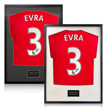 Patrice Evra Signed Framed Manchester United Football Shirt in 2 Options: White or Black Mount