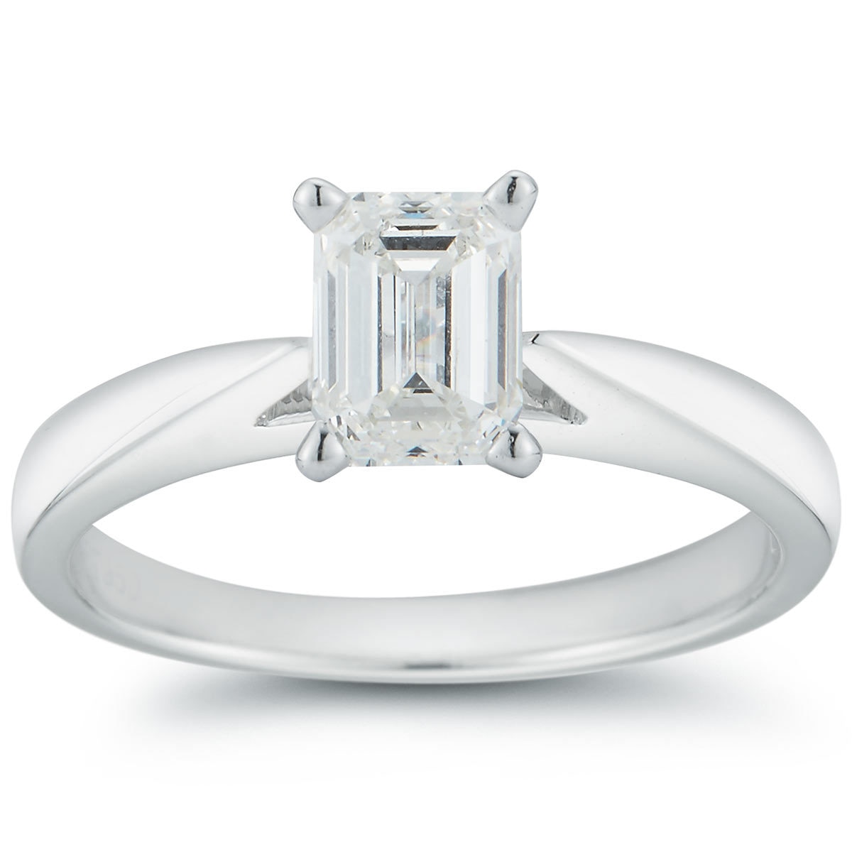 1.0ct Emerald Cut Diamond Solitaire Ring, Platinum