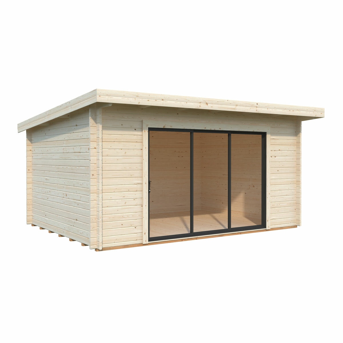 Palmako Lea 44mm Wooden Log Cabin in Light Grey 14ft 7" x 10ft 8" (4.5m x 3.3m)