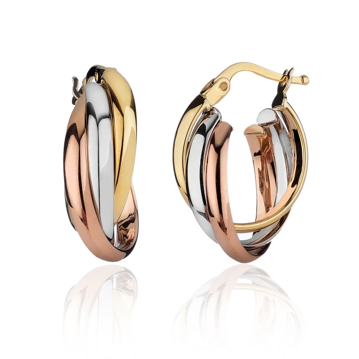 14ct Tri Colour Gold Hoop Earrings