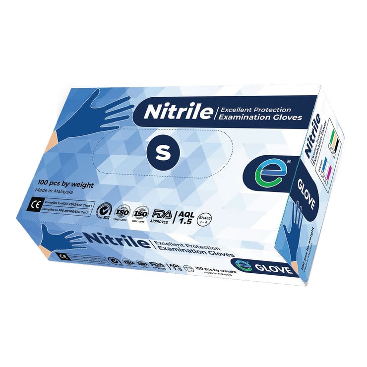 EGlove Nitrile Excellent Protection Examination Gloves Small, 100