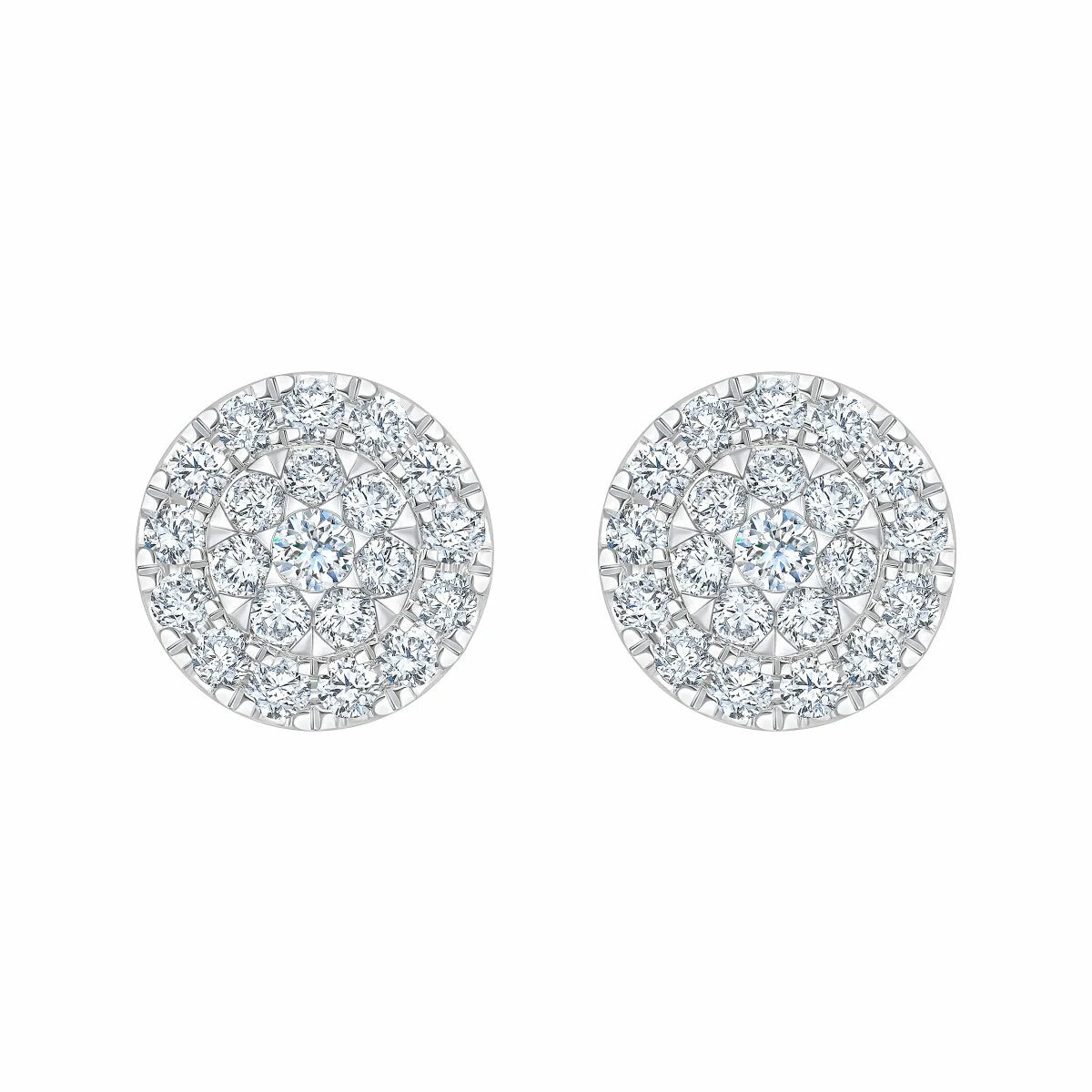 1.00ctw Round Brilliant Cut Diamond Earrings, 14ct White Gold