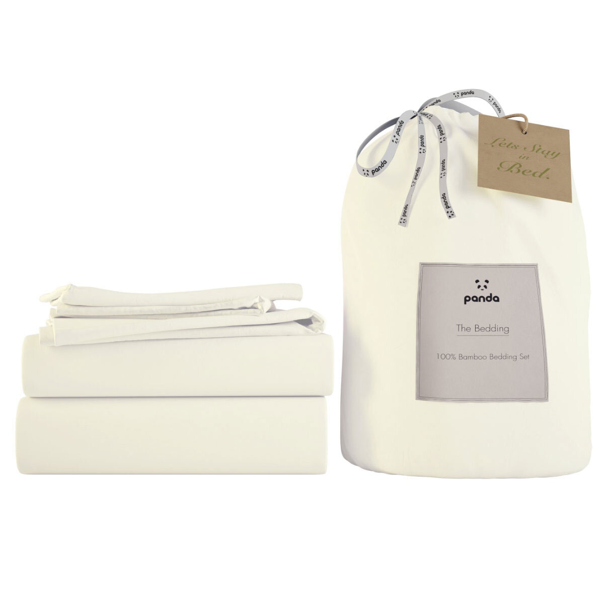 Panda Signature+ Bamboo Lyocell 320 Thread Count Bedding Set in 4 Sizes, Cream