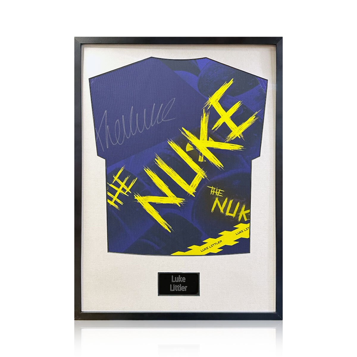 Luke Littler Signed Framed Darts Shirt with White Mount