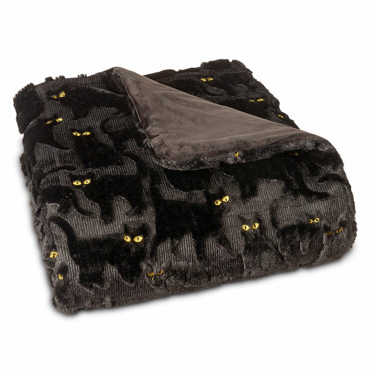 Ashford Home Embroidered Cat Halloween Throw, 152 x 178 cm