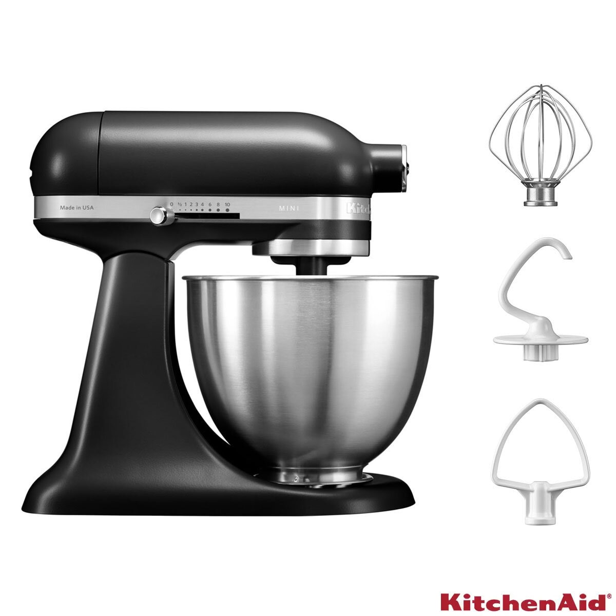 KitchenAid Mini Stand Mixer 3.3L in Matte Black, 5KSM3311XBBM