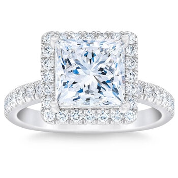 3.71ctw Princess Cut Diamond Halo Ring, Platinum