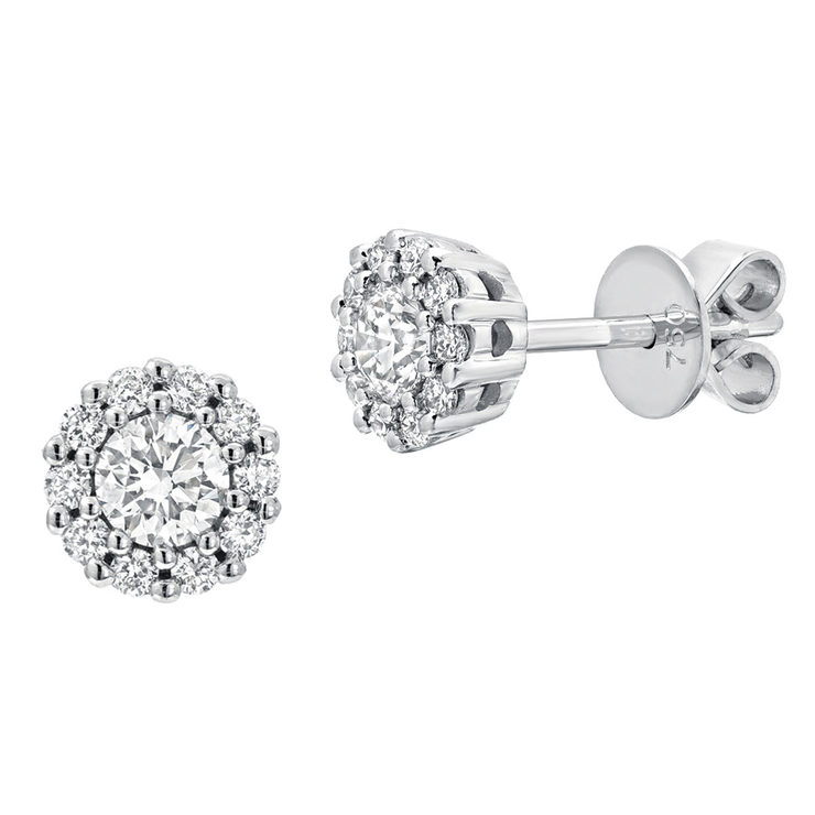 0.45ctw Round Brilliant Cut Diamond Earrings, 18ct White Gold | Costco UK