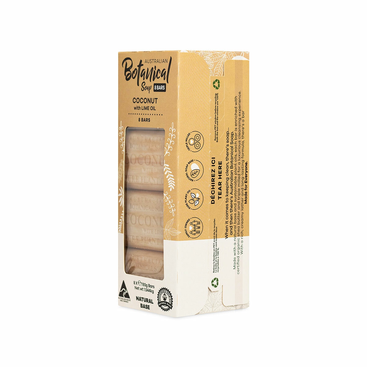 Australian Botanical Soap Bar, 8 Pack - Coconut with Lime Oil Australian Botanical Soap Bar, 8 Pack - Coconut with Lime Oil