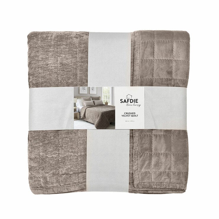 Safdie Crushed Velvet Taupe Throw , 234 x 244 cm Safdie Crushed Velvet Taupe Throw , 234 x 244 cm