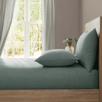 Lazy Linen 100% Washed Green Linen Fitted Sheet in 3 Sizes Lazy Linen 100% Washed Green Linen Fitted Sheet in 3 Sizes