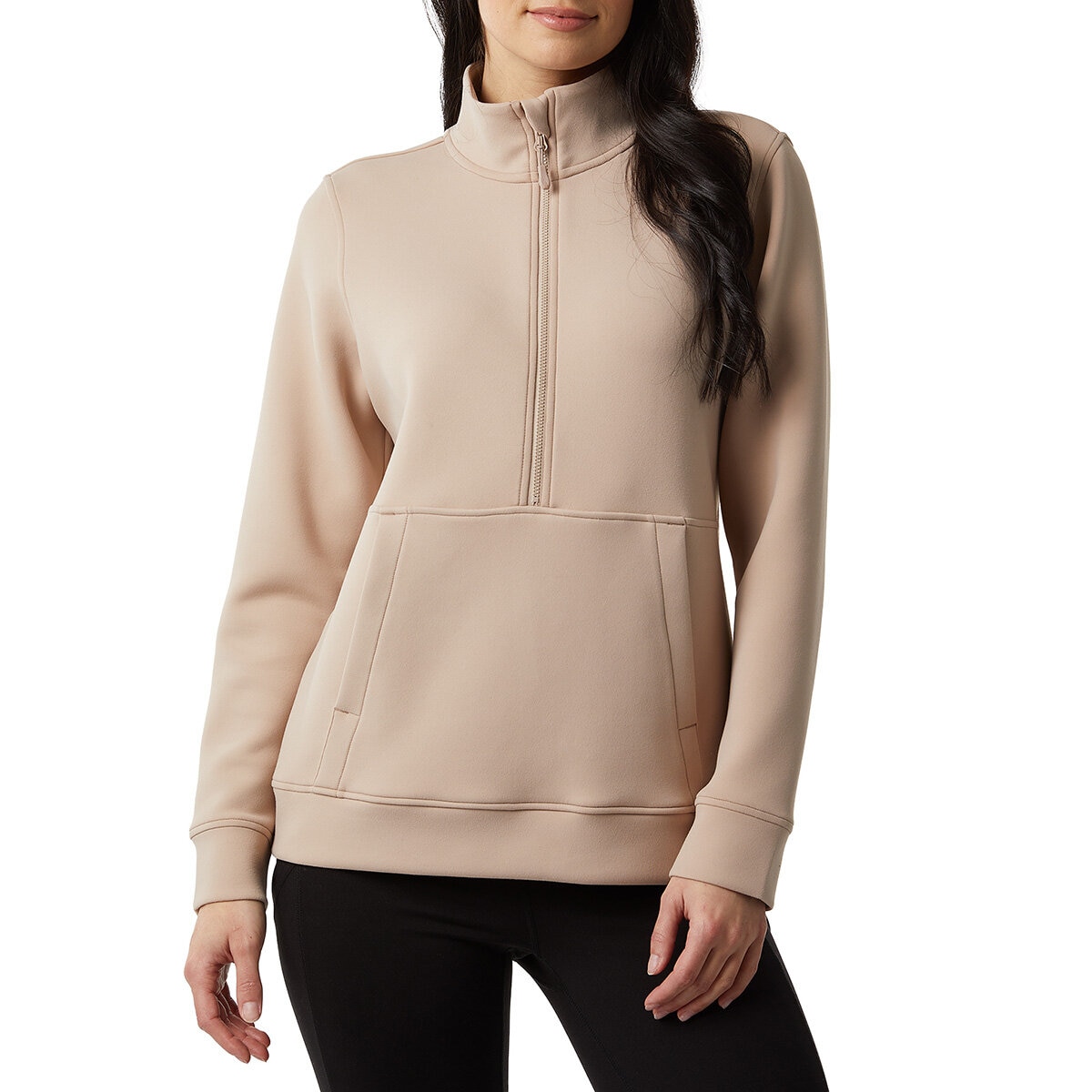 32 Degrees Women's Sueded Tech 1/2 Zip Sweatshirt in Beige
