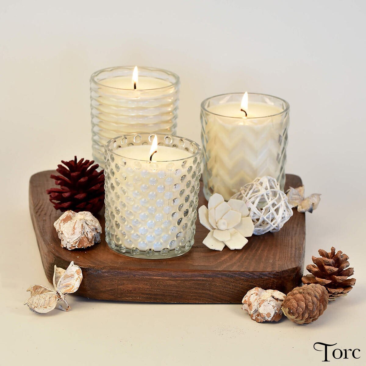 Torc Fragranced Textured Clear Glass Candles, 3 Pack Costco UK