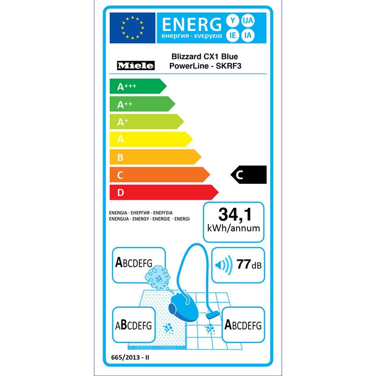 Miele Blizzard CX1 Blue PowerLine Bagless Cylinder Vacuum Cleaner SKRF3