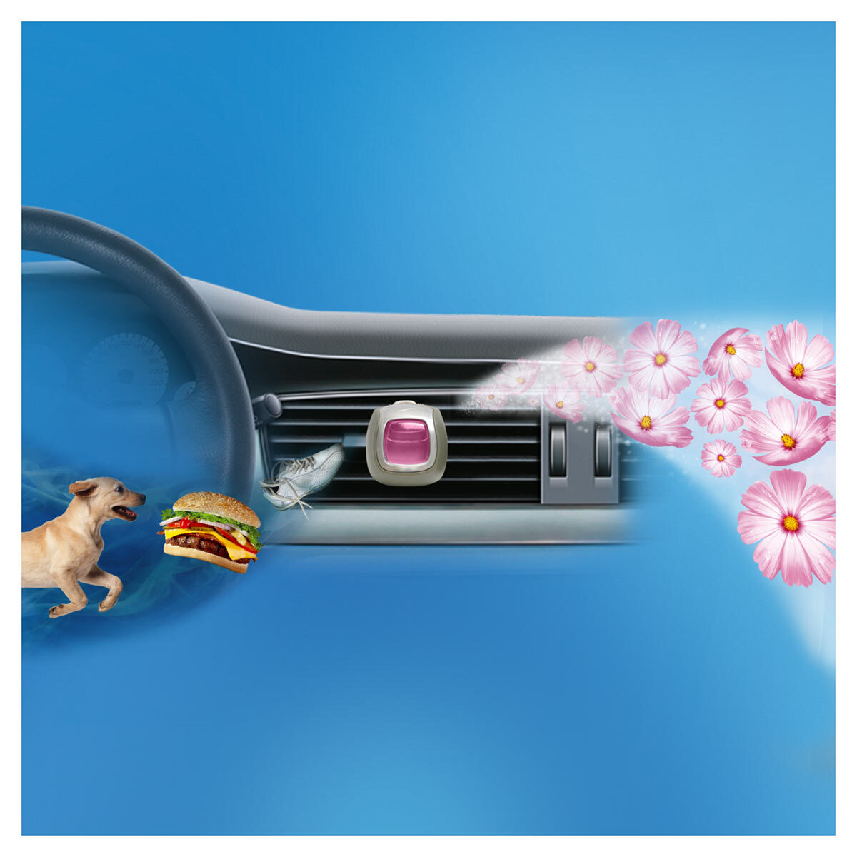 Lifestyle image of Febreze Car Fresher eliminating common odours