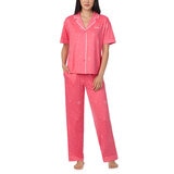 DKNY Ladies Notch Collar 3 Piece PJ Set in Coral