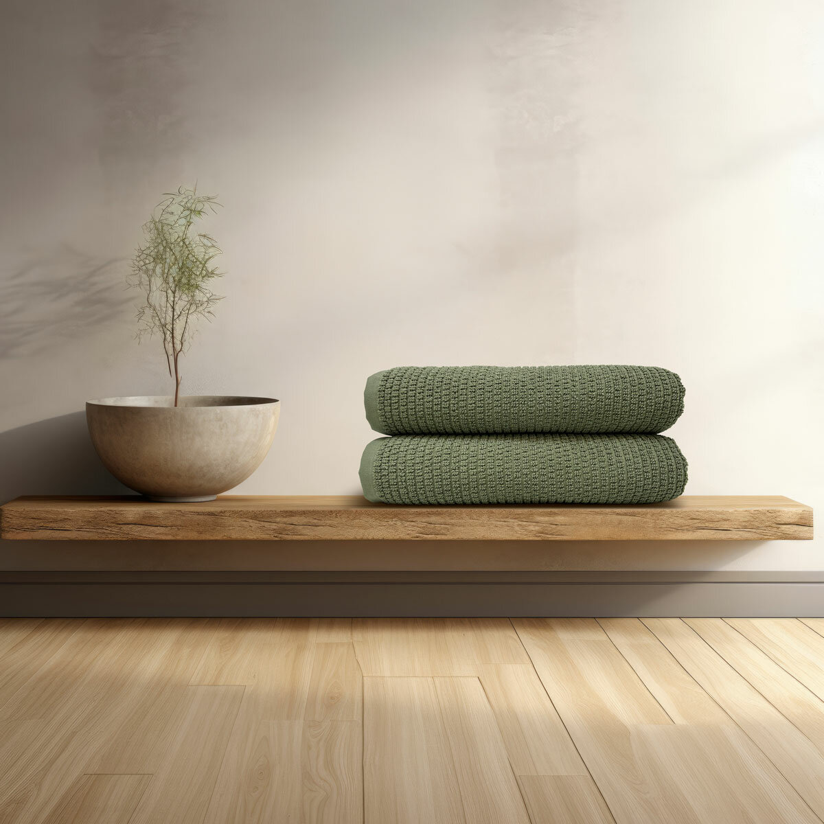 Mundo Textile Bath Sheet in Green, 100 x 160 cm