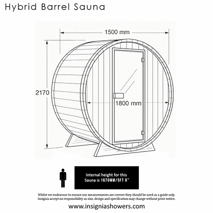 Installed Insignia Luxury 2-3 Person Hybrid Barrel Sauna