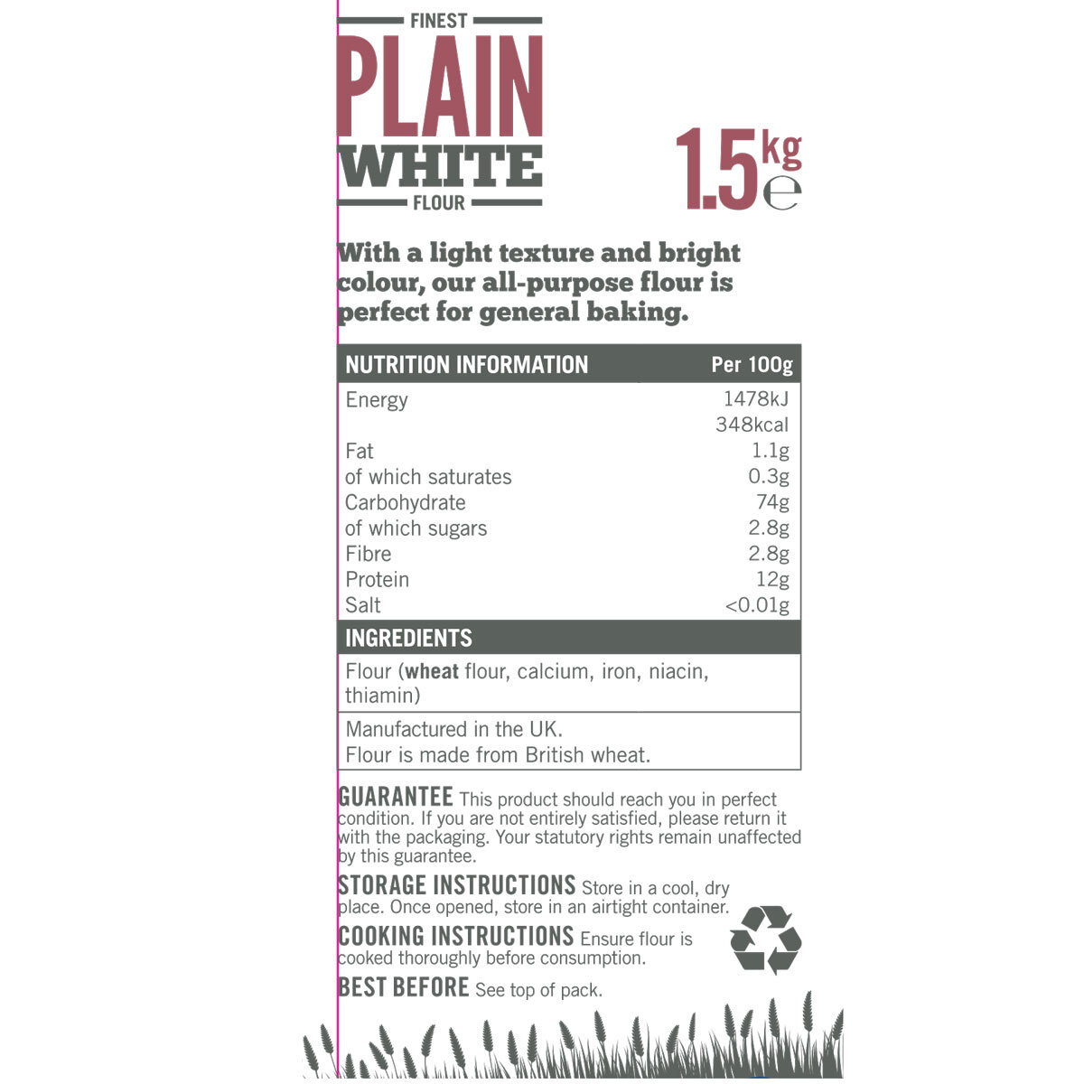 Marriage's Finest Plain White Flour, 5 x 1.5kg
