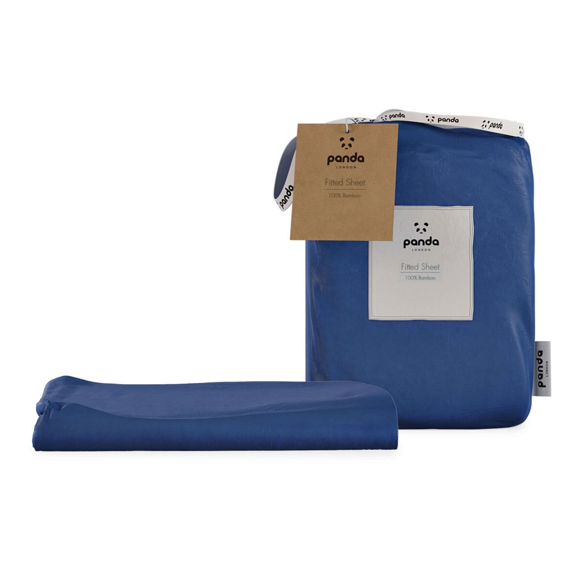 Panda London bamboo fitted sheet in deep sea navy