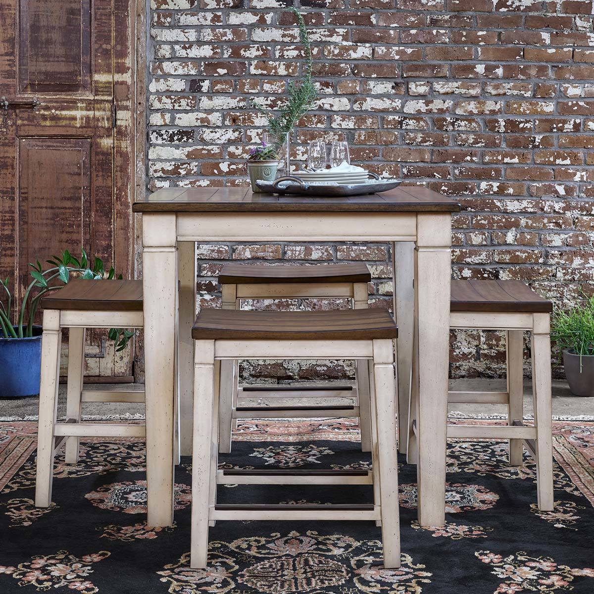 Pike & Main Gibson Counter Height Dining Table + 4 Stools