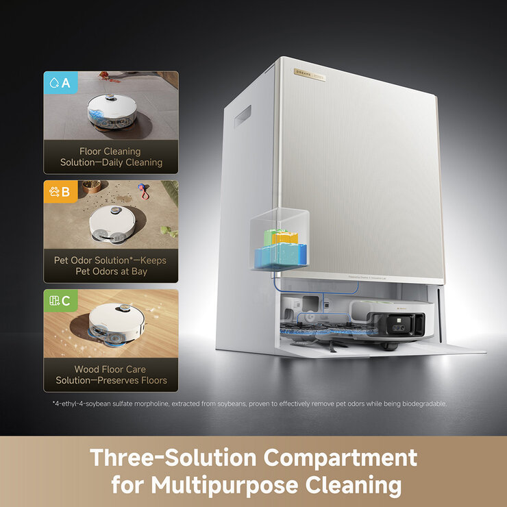 Lifestyle image with three solution compartment for multipurpose cleaning Lifestyle image with three solution compartment for multipurpose cleaning
