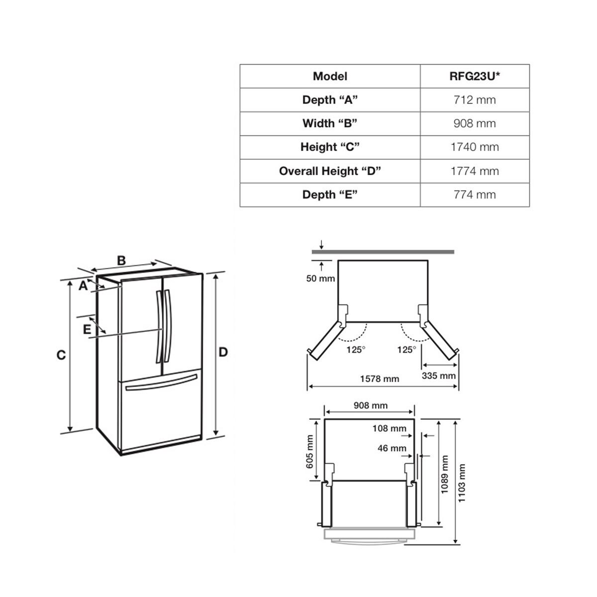 Samsung RFG23UERS1/XEU, French Door Fridge Freezer 75/25 A+ Rating in Stainless Steel Costco UK