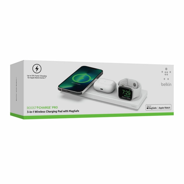 Belkin 3-In-1 Wireless Charging Pad With MagSafe White