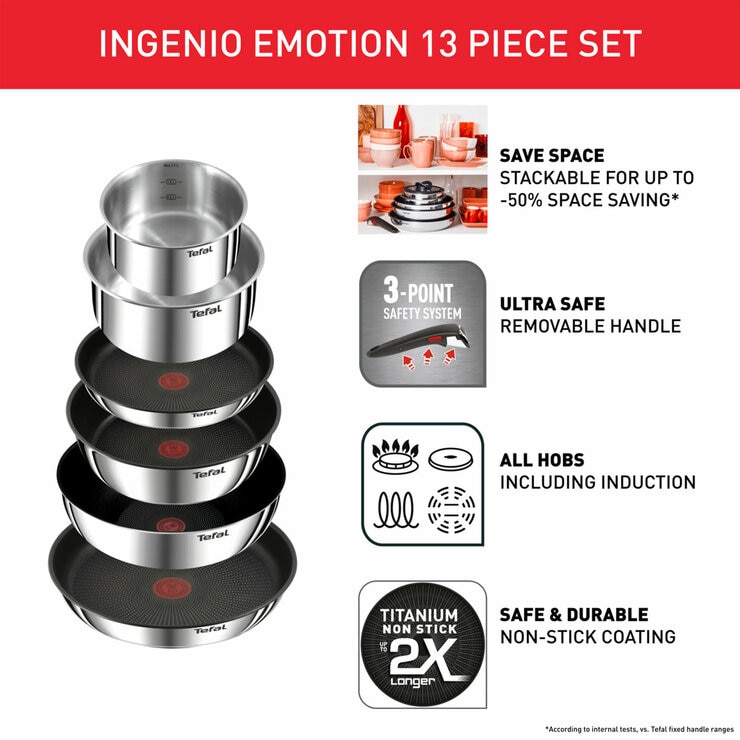 Tefal Ingenio Emotion Cookware Set, 13 Piece