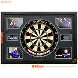 Luke Littler Signed Framed Dartboard, including 4 Photos