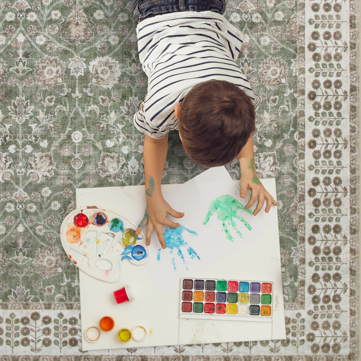 Wyatt & Ash Washable Area Rug in Green, 183 x 274cm