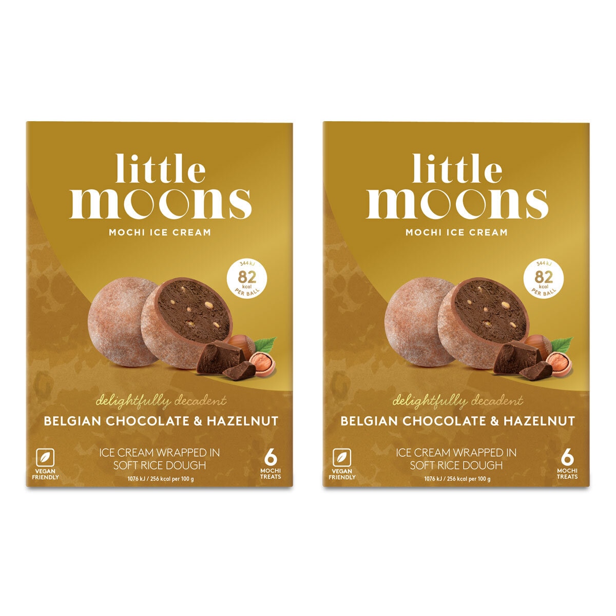 Little Moons Belgian Chocolate Hazelnut Mochi 2 x 6 Pack