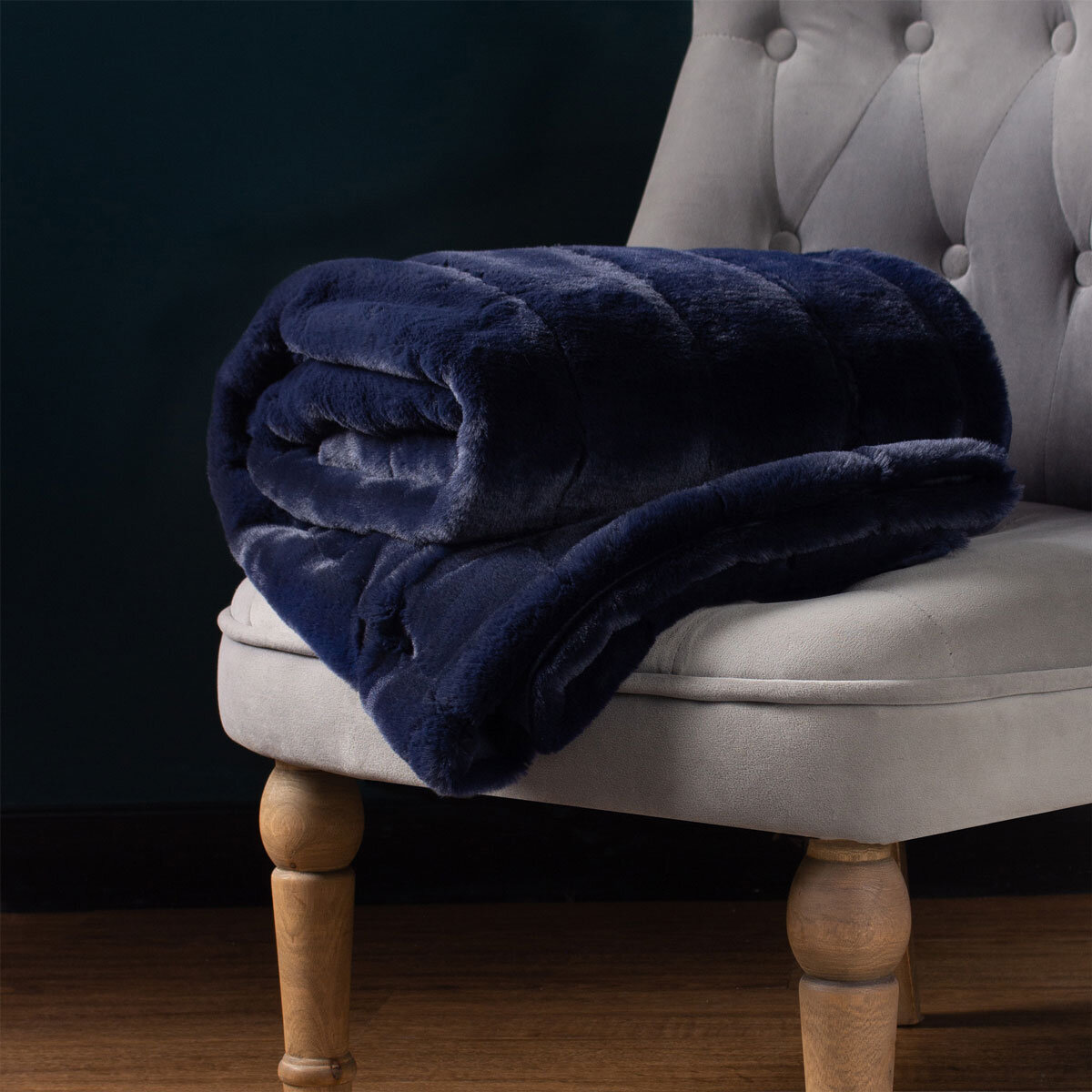 Empress Navy Faux Fur Throw, 140 x 200 cm Costco UK