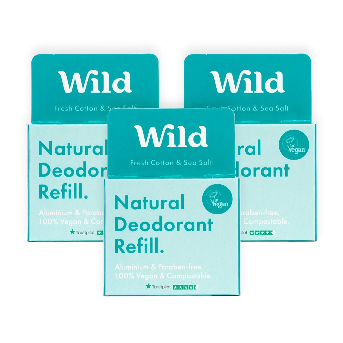 Wild Fresh Cotton & Sea Salt Deodorant Refills, 3 Pack