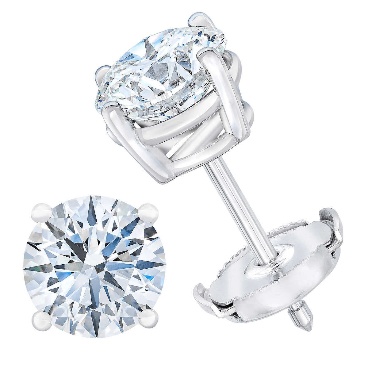 2.66ctw Round Brilliant Cut Diamond Stud Earrings, Platinum Costco UK