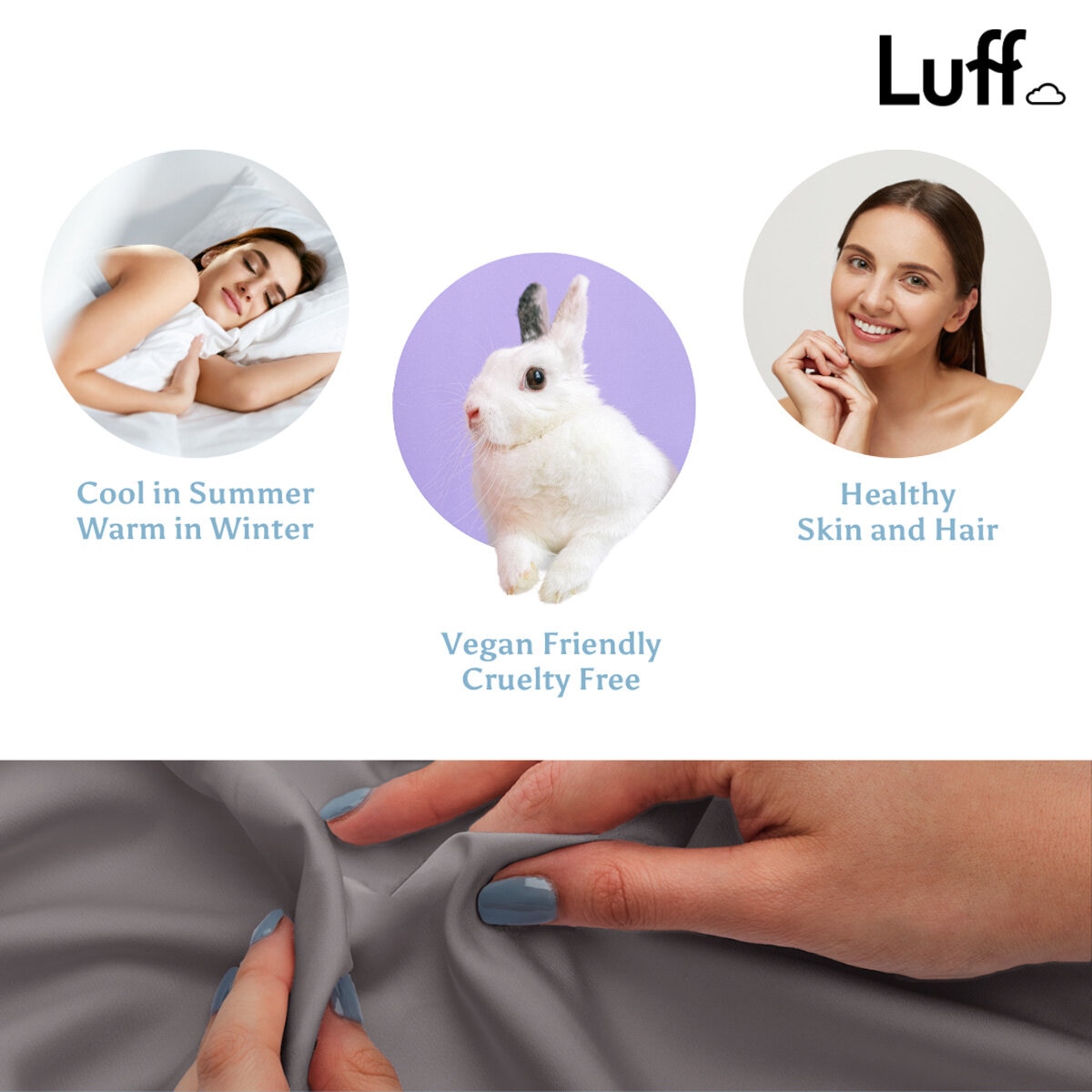 Luff 100% 700 Thread Count Organic Bamboo Pillowcases 2 Pack Dark Grey