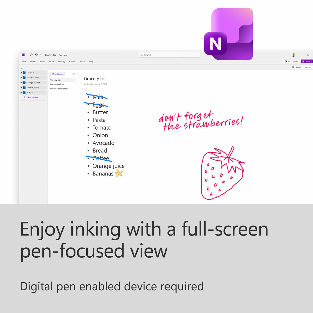 Enjoy inking with a full-screen pen-focused view