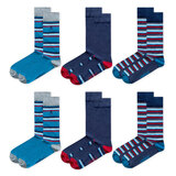 Original Penguin Men's Striped Socks, 6 Pack in Teal, Navy and Red