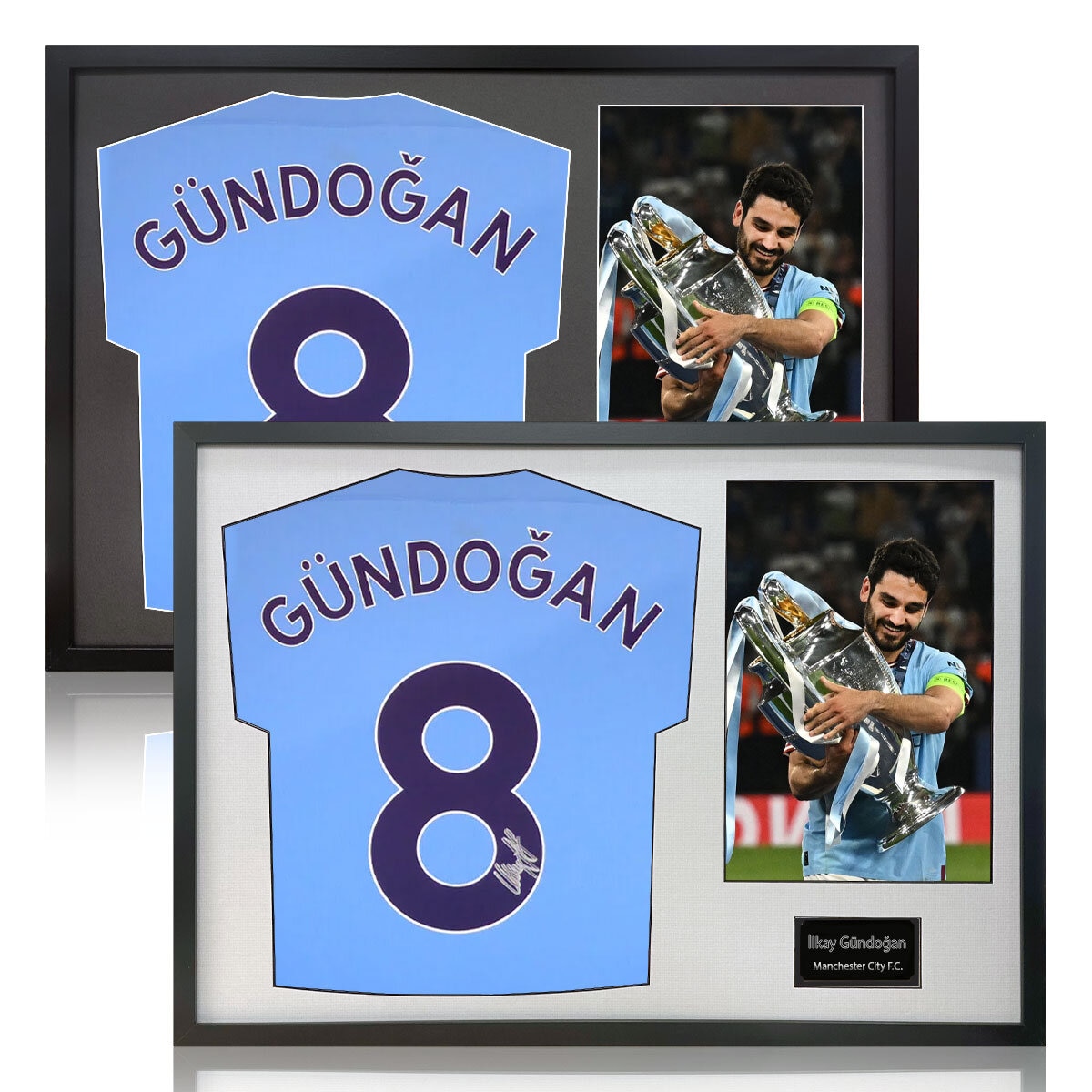 İlkay Gündoğan Signed Framed Manchester City Shirt including 1 Photo, with Black Mount