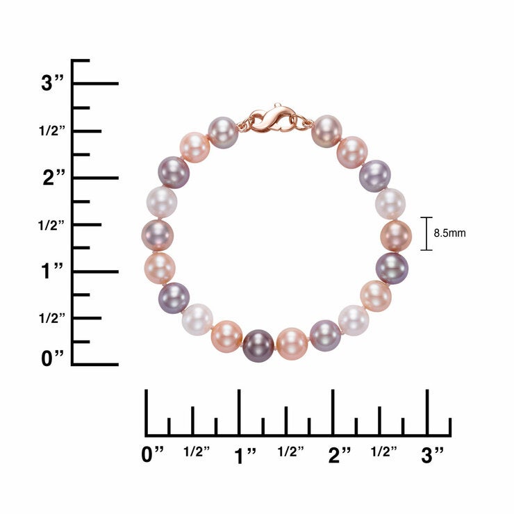 8-8.5mm Freshwater Multi Pink Pearl Bracelet, 14ct Rose Gold 8-8.5mm Freshwater Multi Pink Pearl Bracelet, 14ct Rose Gold